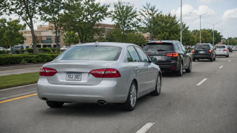 Cars on a road showing common bad driving habits like tailgating and unsafe lane changes