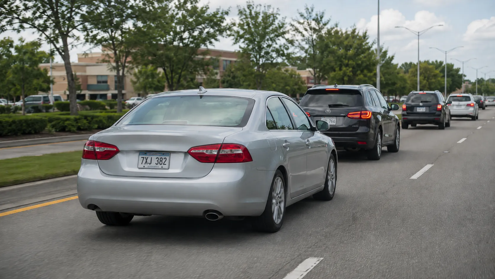 Cars on a road showing common bad driving habits like tailgating and unsafe lane changes