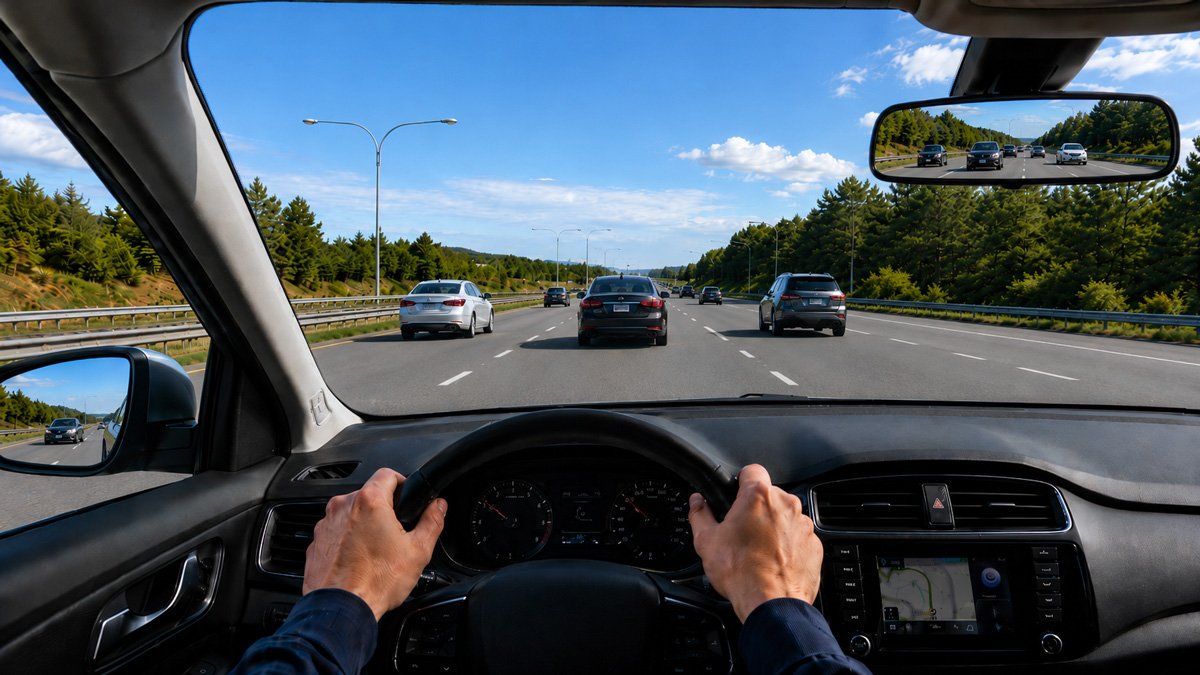 Defensive driving tips for staying aware of traffic and keeping safe distance on the highway