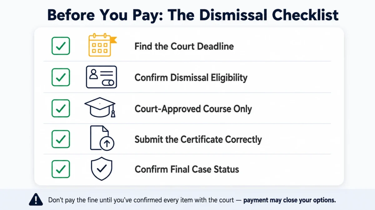 Checklist for getting a speeding ticket dismissed before paying the fine