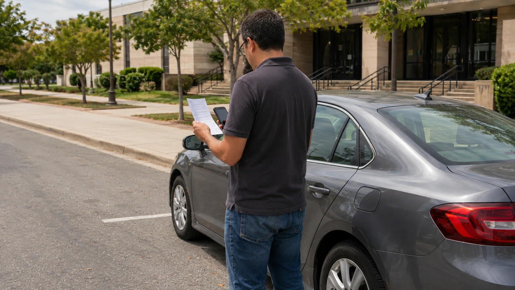 Driver checking official traffic school requirements before enrolling
