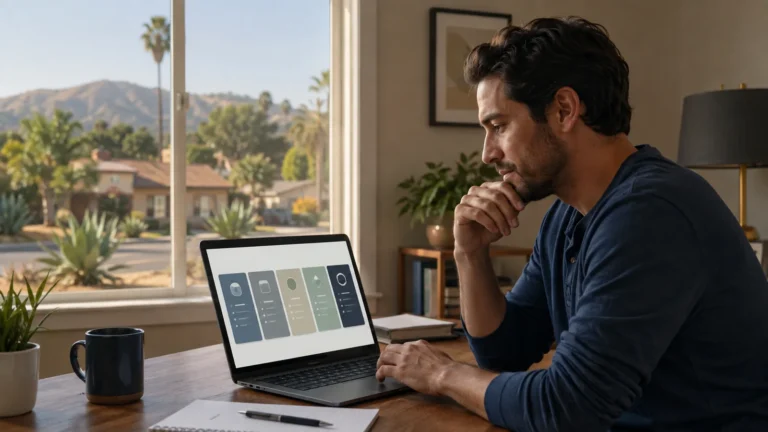 California driver comparing online traffic school options on a laptop