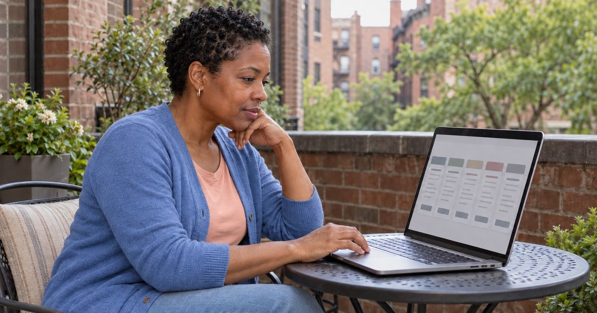 Woman reviewing online course options before choosing a New York PIRP sponsor